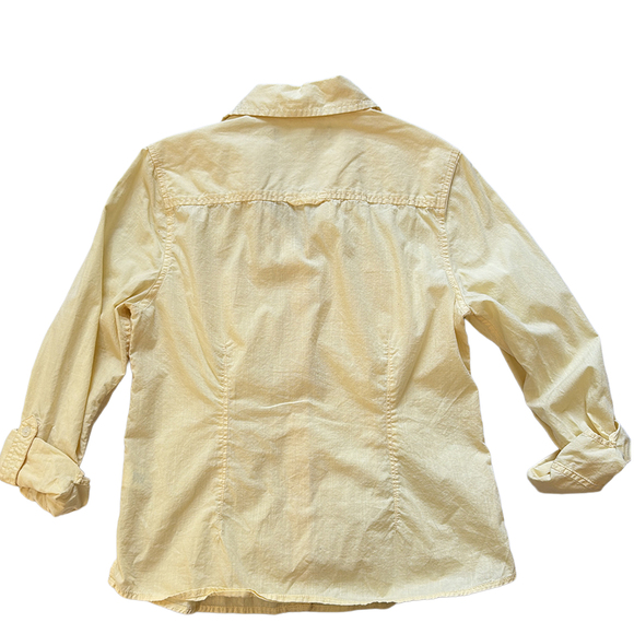 Croft & barrow 100% cotton butter yellow button up collared blouse gardencore - Picture 6 of 6